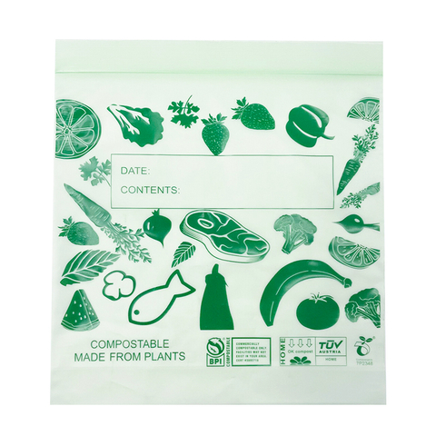 100% Home Compostable Food Storage Zipper Bags