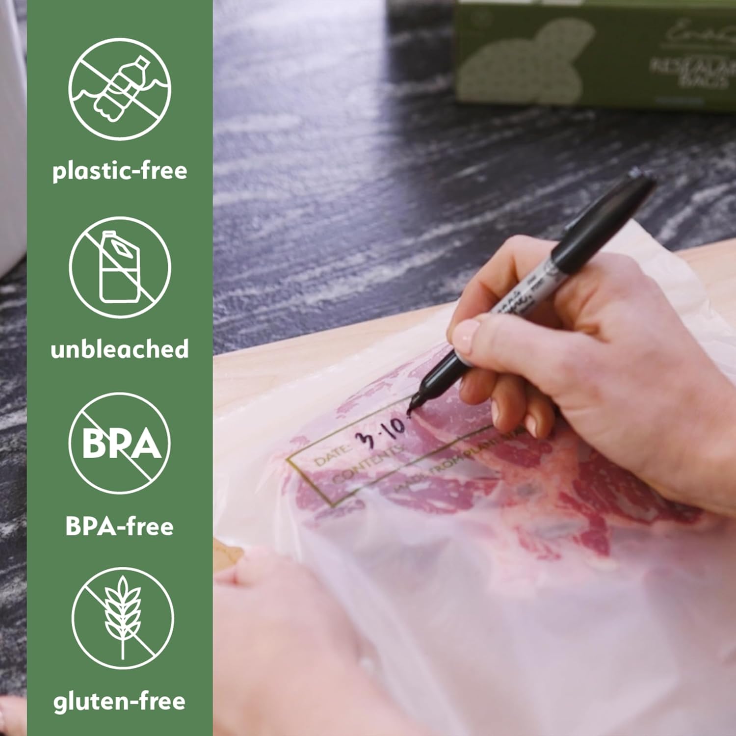 100% Home Compostable Food Storage Zipper Bags