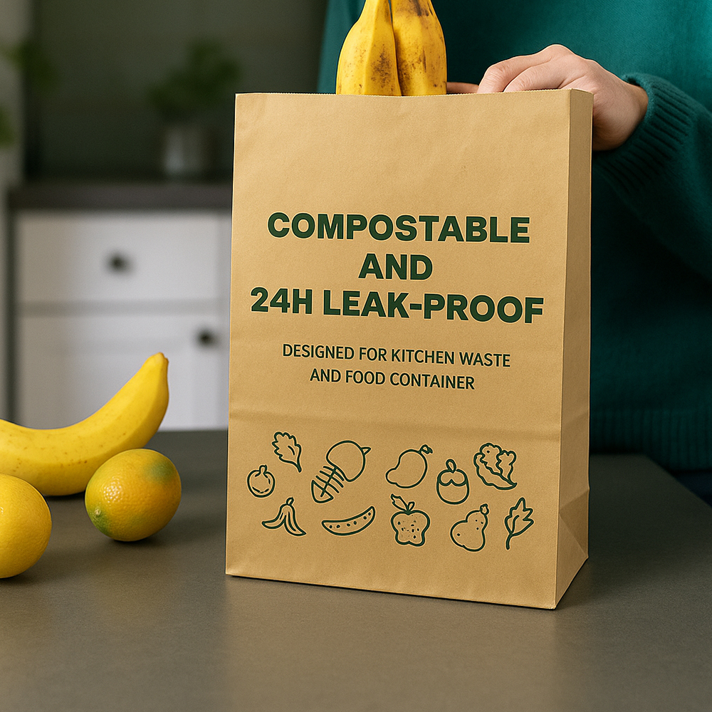 100% Compostable Kitchen Food Waste Paper Bags