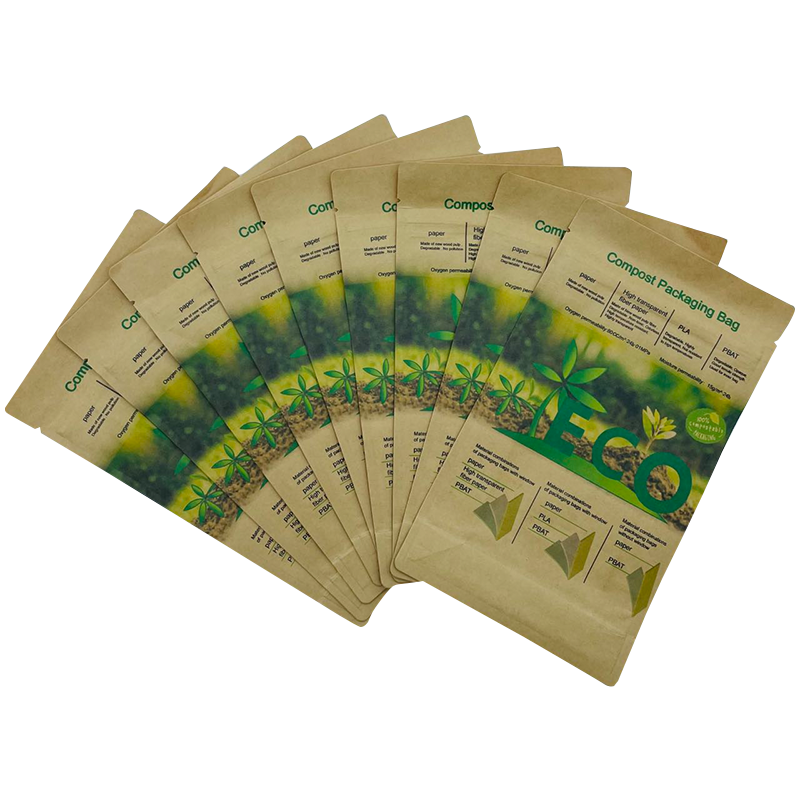 Kraft Paper Eight-Side Seal Zipper Stand Up Pouch 
