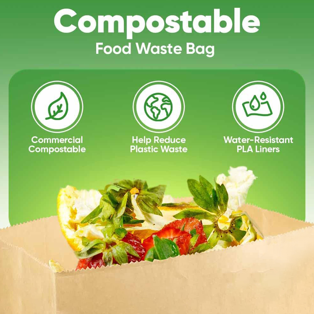 100% Compostable Kitchen Food Waste Paper Bags