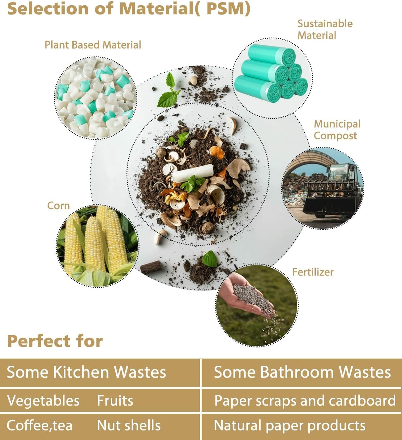 BiolegeenDG Compostable 4 Gallon Drawstring Trash Bags