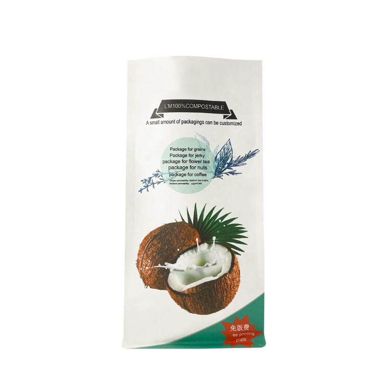 Compostable White kraft paper side gusset stand up Nuts Bag