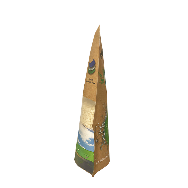 Laminated Kraft Paper Stand Up Zipper Pouch w/Rectangular Window