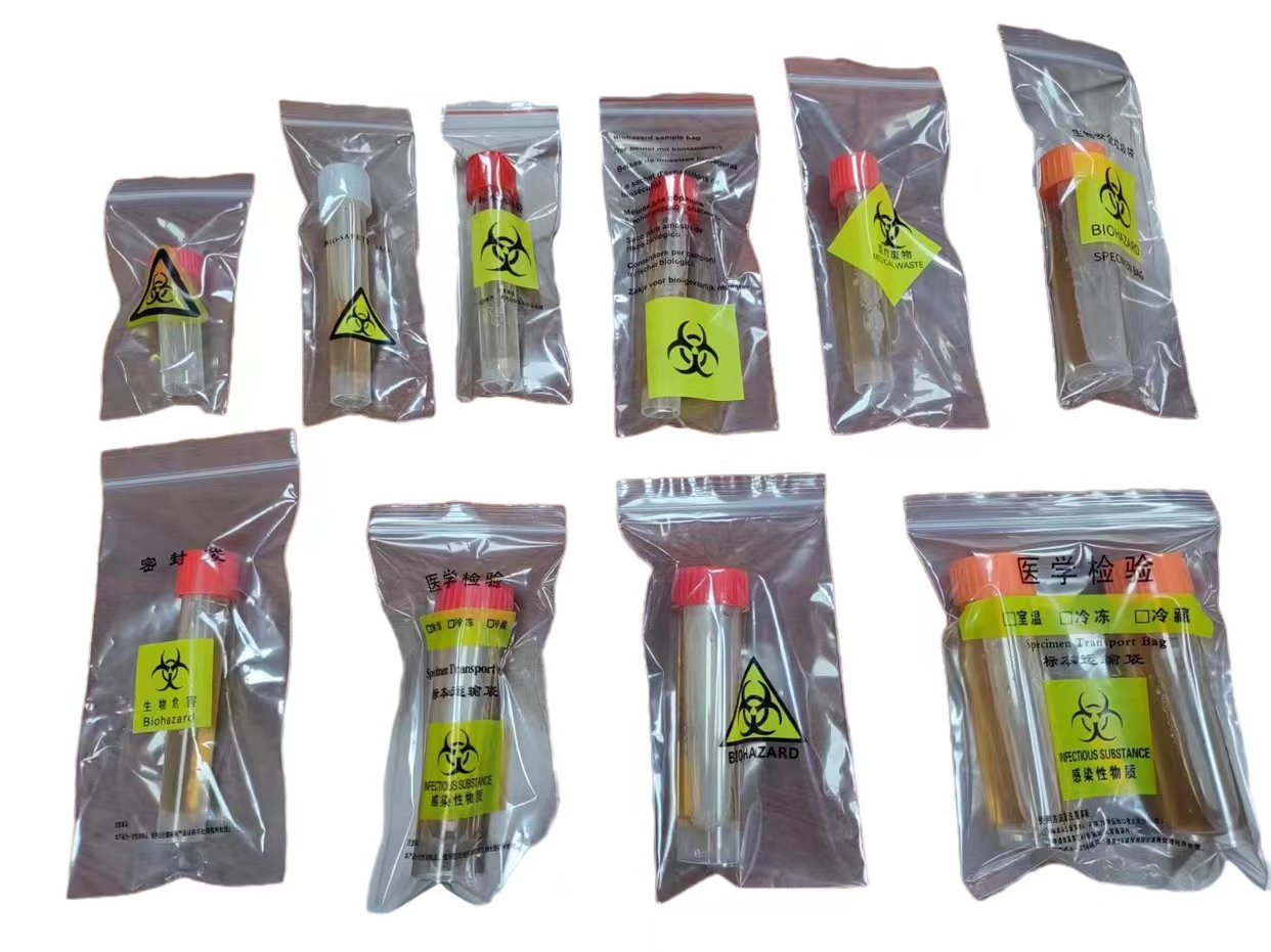 Sustainable Specimen Biohazard Zipper Bags With Extra Pocket 