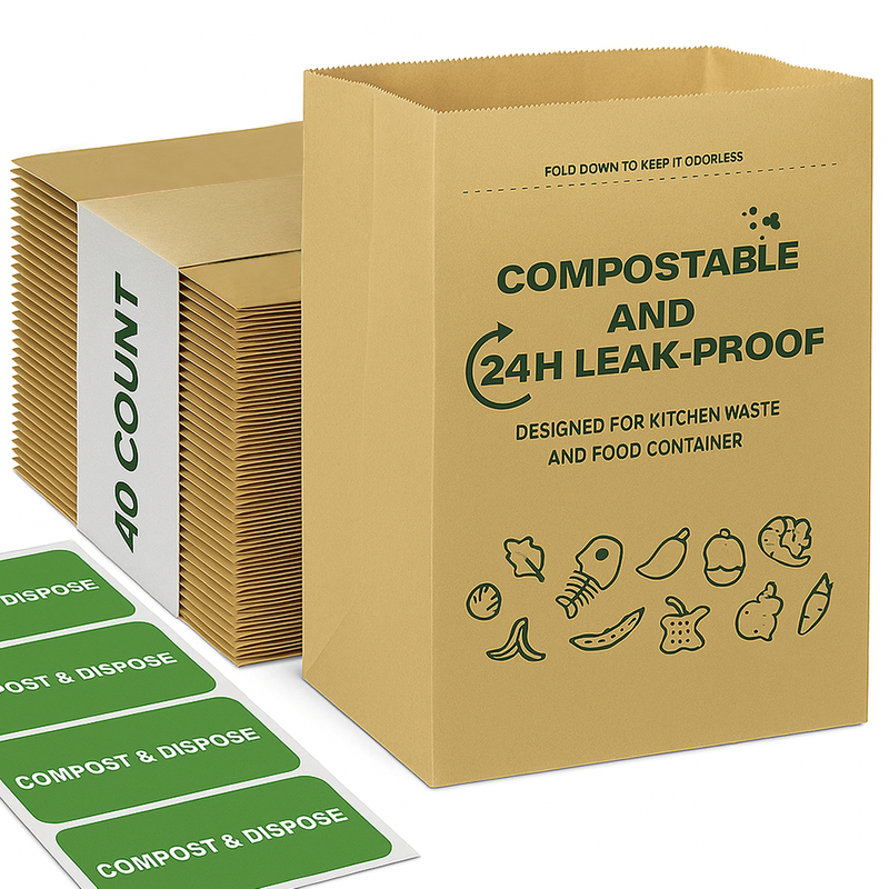 100% Compostable Kitchen Food Waste Paper Bags