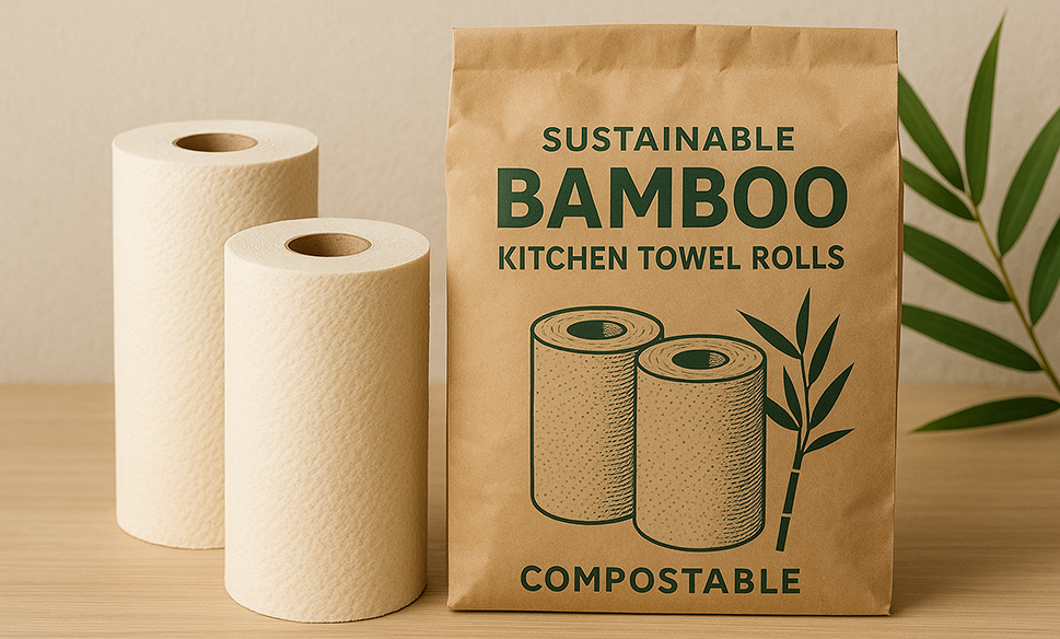 Sustainable Bamboo Kitchen Towel Rolls & Compostable Bamboo Kitchen Towel Rolls Packaging Bags