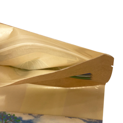 Laminated Kraft Paper Stand Up Zipper Pouch w/Rectangular Window